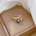 Details des verstellbaren Rings mit bösem Blick Hammerschlag-Optik und Zirkonia - Einstellbar Offen / Böser Blick Gehämmert Stil (J0076)