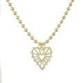 Elegante vergoldete Kupfer-Kugelkette mit einem hohlen Herzanhänger und Zirkonia-Steinen - Gold (Kugelkette)