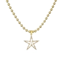 Golden bead chain necklace with star pendant and pearl center on white background - Pearl Star Pendant