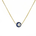 Collana a catena dorata con ciondolo a forma di occhio blu su sfondo bianco neutro - Catena Veneziana Dorata Pendente Malocchio