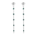 Bohemian silver drop earrings featuring long metal chains with green oval beads - Silver Green Bead Style (KE109137-Z)