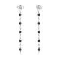 Elegant long silver tassel earrings with black resin beads in a minimalist drop style - Silver Black Bead Style (KE109141-Z)