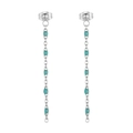 Bohemian silver drop earrings with turquoise bead chains in a minimalist vertical style - Silver Teal Bead Style (KE109143-Z)