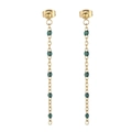 Bohemian gold chain drop earrings with dark green beads for a minimalist look - Gold Dark Green Bead Style (KE109149-Z)