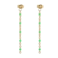 Bohemian gold tassel drop earrings with vibrant green beads for a minimalist women's style - Gold Green Bead Style (KE109153-Z)