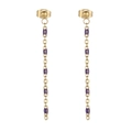 Bohemian gold chain earrings with elegant purple oval accents and minimalist design - Gold Purple Bead Style (KE109154-Z)