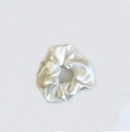 French vintage style large white satin scrunchie with smooth silk texture - White