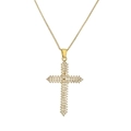 Lussuosa collana con ciondolo a croce in oro con cristalli micro-pavé e catena a scatola - Stile Croce Bianca (CN001611YH白色)