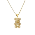 Collier pendentif ourson doré avec cristaux pavés étincelants et chaîne box pour femme - Blanc