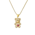 Collier pendentif ours en or avec cristal rose et zircons étincelants pour femme - Rouge