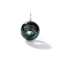 Macro shot of galaxy glass orb pendant with intricate nebula swirls and silver wire wrap - 2# Blue-Green Nebula