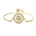 Adjustable gold evil eye heart bracelet with cubic zirconia and sunburst details - Metal Chain Style / Gold + Blue Heart + Tennis Chain