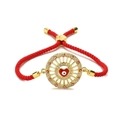 Rotes geflochtenes Evil Eye Armband mit goldenem Herzanhänger und Kristallen - Rot