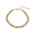 Elegant adjustable bracelet with gold, silver, and rose gold beads for women - Tricolor Metal Bead