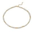 Detail of baroque pearl necklace with gold beads and adjustable lobster clasp closure - Necklace - Alternating Pearl & Gold Bead