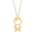 Polished golden necklace with a creative hollow boy pendant on a delicate chain - Gold Hollow Boy Style (KN226799-Z)