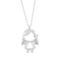 Minimalist silver necklace featuring a hollow girl silhouette pendant with a tiny crystal - Silver Hollow Girl Style (KN226802-Z)