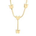 Golden butterfly choker necklace with Y-shape snake chain and four matte pendants - Gold