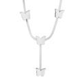 Silver butterfly choker necklace with matte finish pendants on a snake chain - Silver