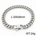Silver Cuban link bracelet in 200x8mm size with a secure mechanical clasp closure - Style A 8mm-200mm(KB165963-ZZ)