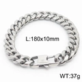 Silver Cuban link chain bracelet with a unique buckle, size 180x10mm and weight 37g - Style A 10mm-180mm(KB165971-ZZ)