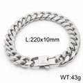 Silver cuban link chain bracelet with lobster clasp, 220x10mm size and 43g weight - Style A 10mm-220mm(KB165973-ZZ)