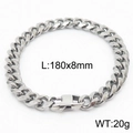 Bracelet chaîne cubaine argentée 180x8mm en acier titane pour hommes et femmes chic - Style A 8mm 180mm(KB165920-ZZ)