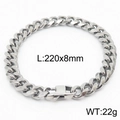 Silver stainless steel Cuban link bracelet, 220x8mm size with secure buckle closure - Style B 8mm-220mm(KB165922-ZZ)