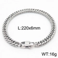 Silver stainless steel Cuban link bracelet with lobster clasp and sleek metal finish - Style C 6mm-220mm(KB165931-ZZ)