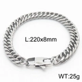Silver titanium steel Cuban link bracelet for men and women, size 220x8mm and weight 25g - Style C 8mm-220mm(KB165943-ZZ)