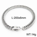 Bracciale a catena cubana argento 200x6mm con chiusura a fibbia per uomo e donna - Stile D 6mm-200mm(KB165978-ZZ)