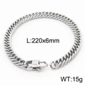 Bracciale a catena cubana in acciaio inossidabile argento per uomo e donna 6mm - Stile D 6mm-220mm(KB165979-ZZ)