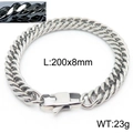 Silver Cuban link bracelet with lobster clasp, 200mm length and 8mm width - Style D 8mm-200mm(KB166159-ZZ)