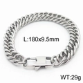 Silver metal Cuban link bracelet with fold-over clasp measuring 180x9.5mm and 29g - Style D 9.5mm-180mm(KB165998-ZZ)