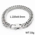 Silver metal Cuban link bracelet with rectangular clasp measuring 220x9.5mm and weighing 33g - Style D 9.5mm-220mm(KB166000-ZZ)