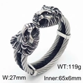 Silver lion head steel wire bracelet for men with 27mm width and 119g heavy weight - Steel Color Lion (KB167194-KFC)