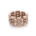 Anillo de tres capas con eslabones de correa en oro rosa cepillado unisex - US 6 / Oro rosa