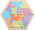 Hexagonal wooden geometric puzzle with colorful pieces for children's brain development - Triangle Puzzle (Macaron)