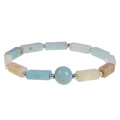 Amazonit Armband mit rechteckigen bunten Natursteinen und elastischem Gummizug für Damen - Amazonit Armband