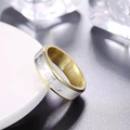 Titanium steel ring with Forever Love engraving and 18K gold two-tone finish - US 5