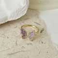 Offener Ring Mit Violettem Schmetterling [kupfer] / Öffnung Einstellbar