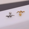 Detalle de pendientes con forma de serpiente en acero inoxidable pulido plata y oro - Forma de Serpiente (NO.6 Barra 1.2x6mm) / Dorado