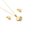 Golden clover jewelry set with necklace and earrings featuring mae engraving - Gold (KS132855-KFC)