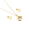 Conjunto de joyas de acero inoxidable dorado con collar de ángel calado y pendientes - Dorado (KS132857-KFC)