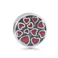 Silver mermaid style charm with red enamel heart patterns and mirror reflection - Red Heart Pattern Style (8)