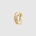 Close-up of golden stainless steel @ symbol stud earring with polished metallic finish - @ Symbol Style (YP25287)