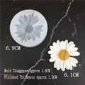 Daisy flower silicone mold for DIY crafts with finished resin floral piece shown - Daisy No Hole