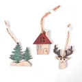 Set di ciondoli natalizi in legno con alberi e renne per decorazioni festive di festa - Stile B Casa Renna Albero di Natale Set