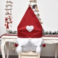 Christmas gnome chair cover with red hat and white beard for festive home decoration - Red Hat Gnome (H-YT34)