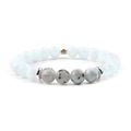 Detailed view of moonlight beaded bracelet with light blue and grey natural stones and silver spacers - Light Blue Style (BC273-5)